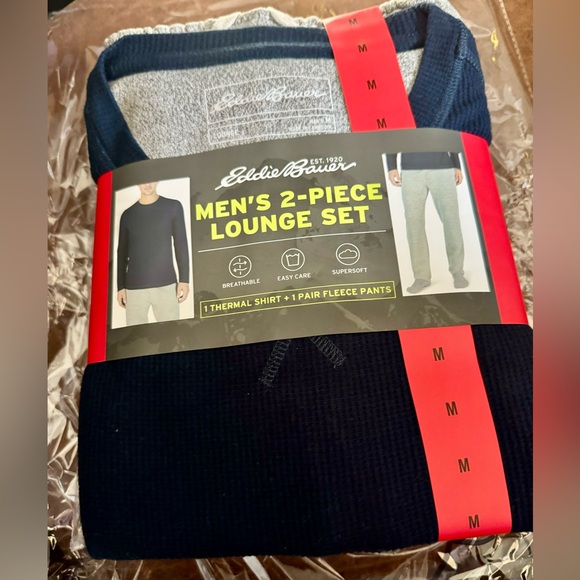 Eddie Bauer Men’s 2-piece Lounge Set, Navy Blue, Size M - Picture 1 of 5
